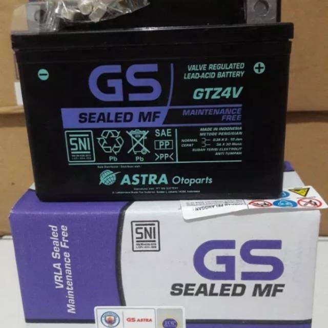 Accu/Aki Motor Kering Gs Astra Original Gtz4V Untuk Motor Beat, Vixion
