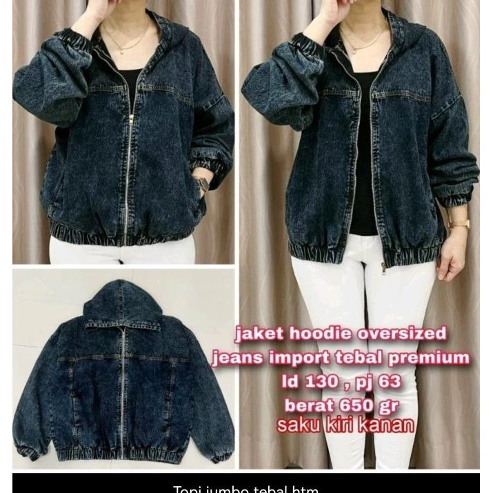 SUPER JUMBO JAKET SOFTJEANS DENIM WANITA+HOODIE FIT LD 130