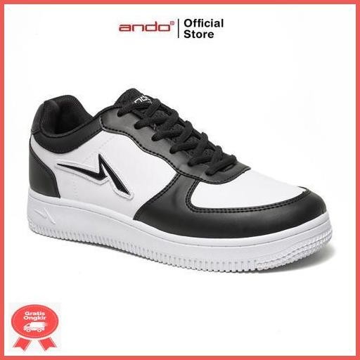 Cuci Gudang Ando Official Sepatu Sneakers Tricks Pria Dewasa - Putih/Hitam Jaminan Original