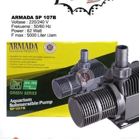 Pompa Air Celup Kolam Ikan Hias Koi Aquarium Armada Sp 107 B Bw