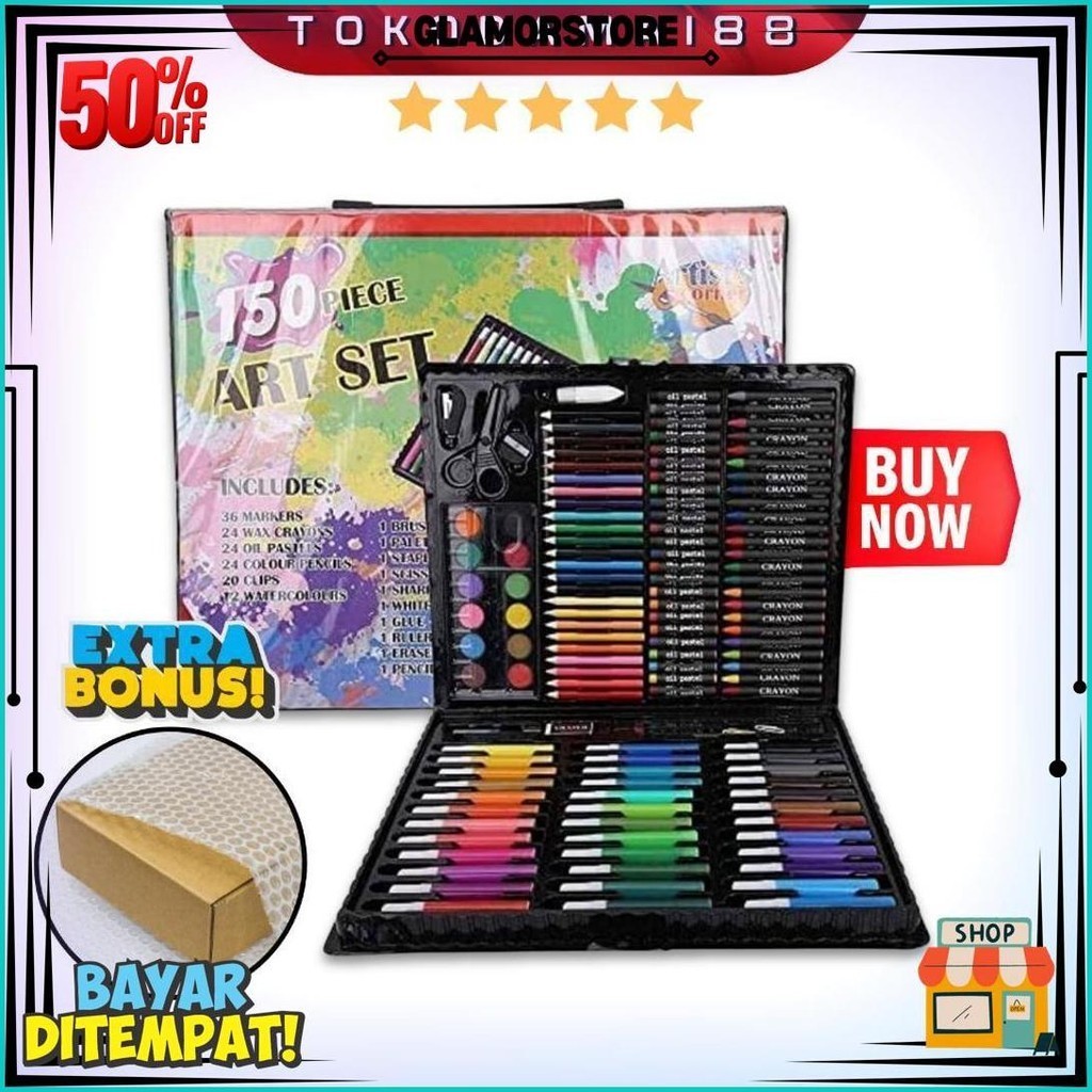 

Pensil Warna 150Pcs - Alat Menggambar Anak Set Crayon Colouring Set 150Pcs Art Promo