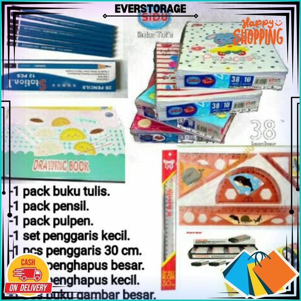 

8 In 1 Paket Perlengkapan Buku Sekolah / Alat Tulis Sekolah Murah Sale