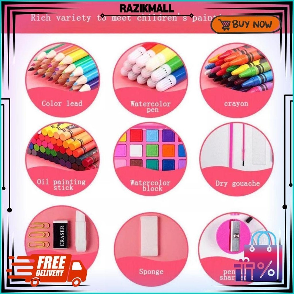 

Art Full Set Crayon 208 Pcs / Krayon Alat Lukis Anak Pensil Warna Cat Air Perlengkapan Mewarnai Set 150 Pcs / Set Melukis / Crayon'S Lengkap / Alat Melukis Lengkap / Krayon Mewarnai Anak Promo