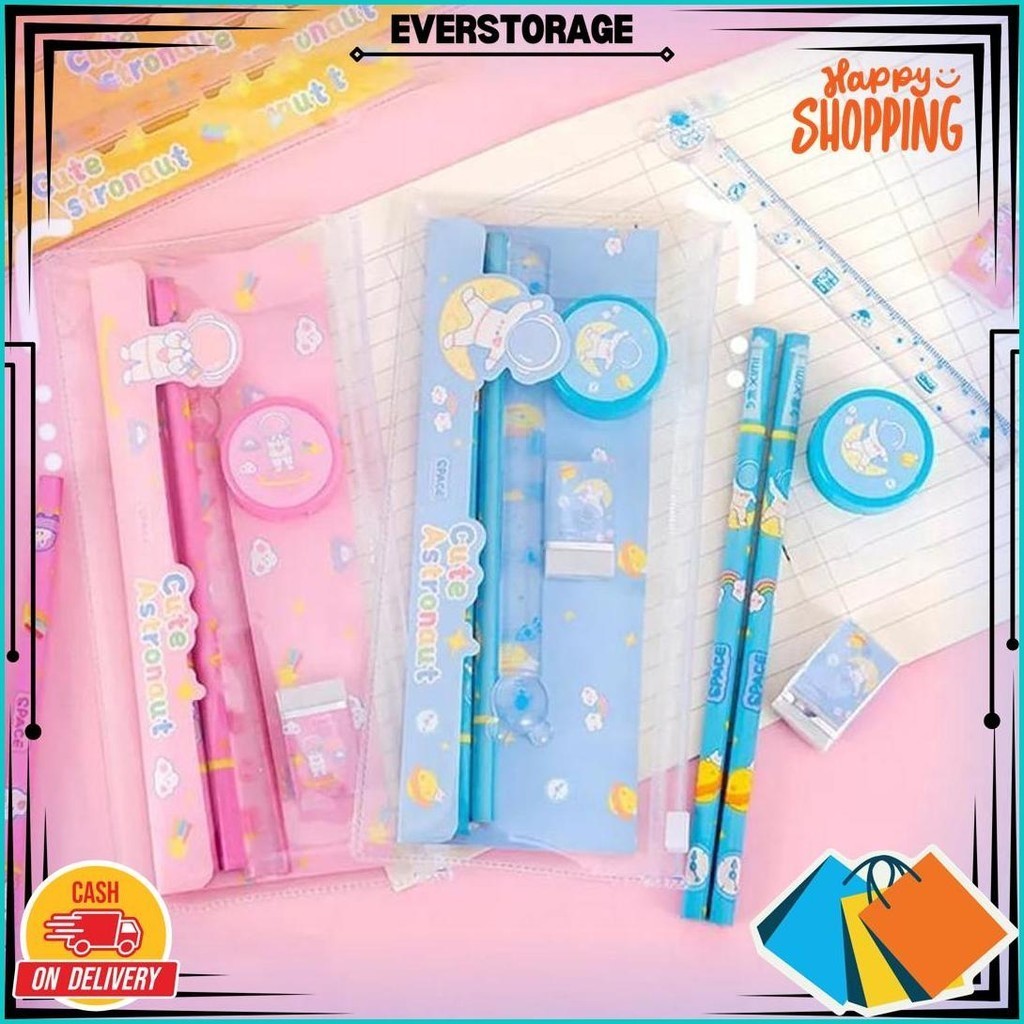 

Bee One - Set Alat Tulis Karakter Cute Astronot 5 In 1 Paket Alat Tulis Best Seller
