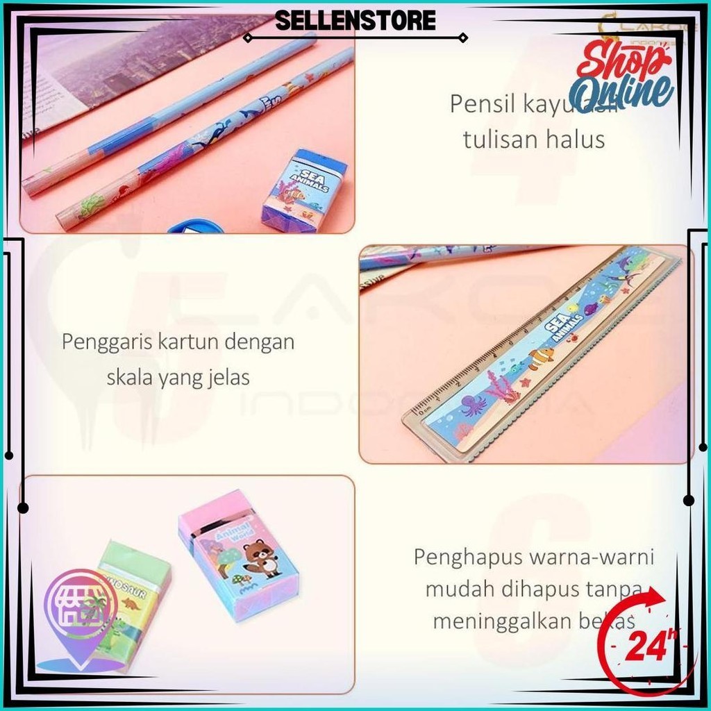 

Lakoe Kotak Pensil Anak Set Stationery/Alat Tulis Kotak Pensil Karakter/Alat Tulis Set Lengkap Promo