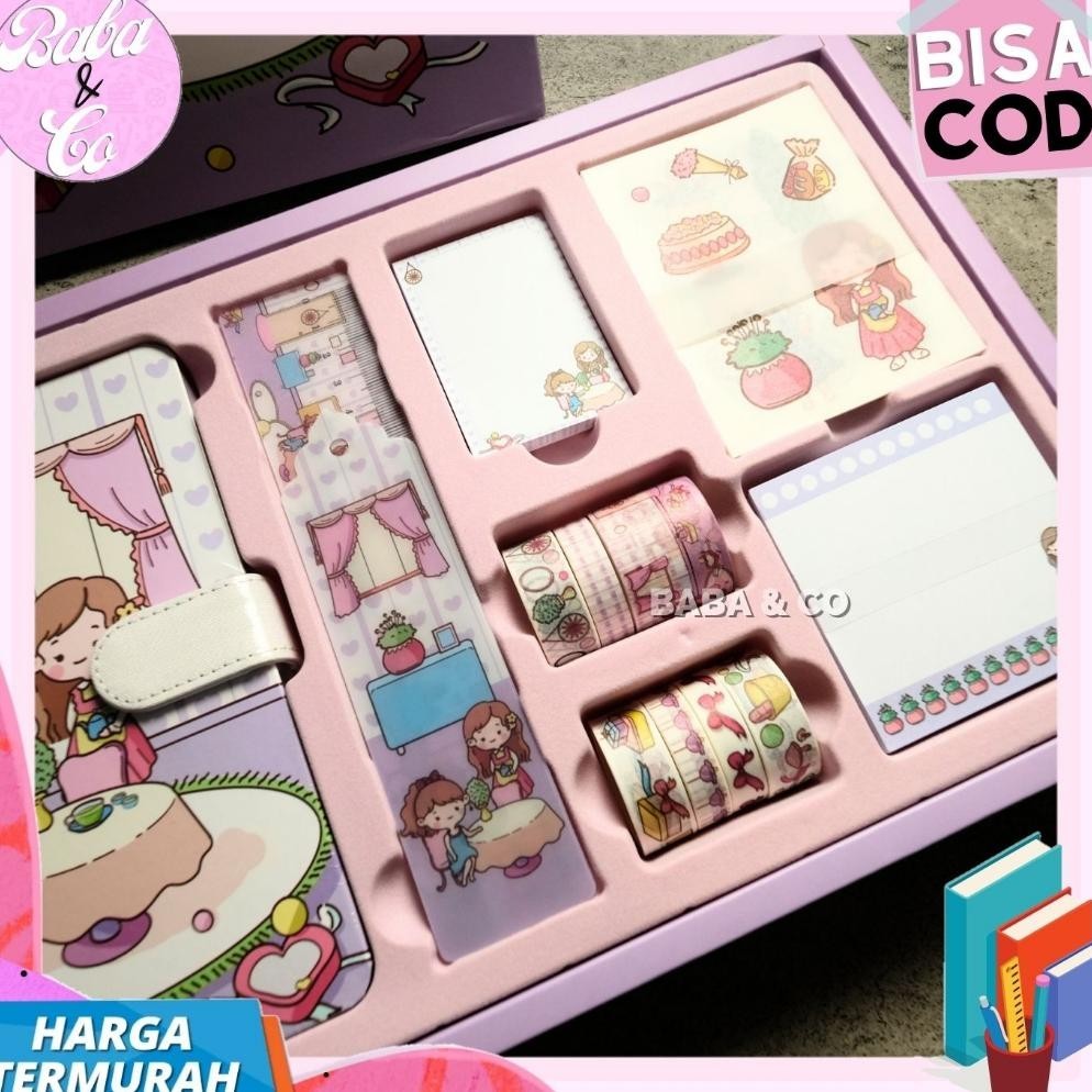 

Jurnal 7 In 1 Sweetheart Cake Shop Jurnal Sweet Heart (1 Notebook Hardcover , 2 Set Washi Tape , 2 Set Sticky Notes , 1Pembatas Buku ,1 Stiker Anti Air ) Paket Jurnal 1 Set Isi 7 Pcs Paket Murah Buku Harian Alat Tulis Estetik Lettering Atk Murah Bisa Cod