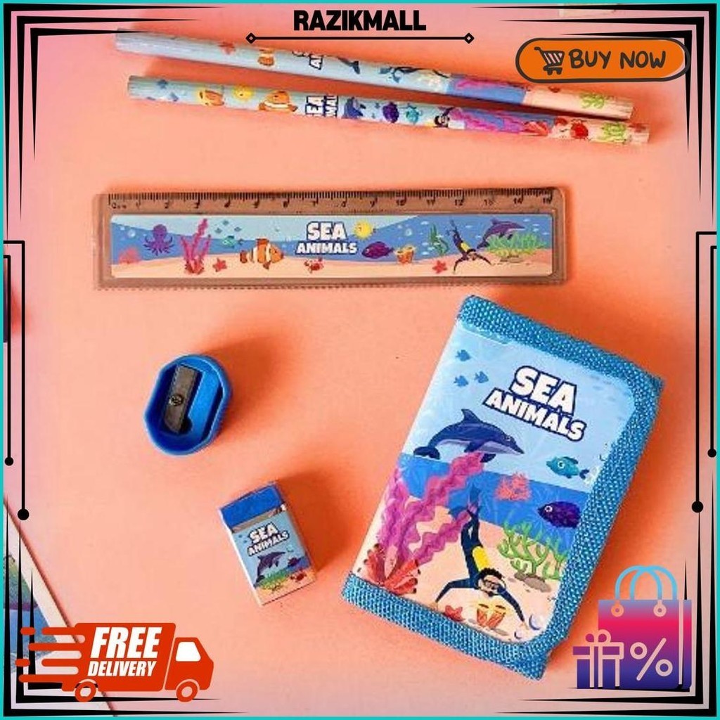 

Gratis Ongkir - S5926 Stationery Set / Alat Tulis Set 6 In 1 Hadiah Souvenir / Paket Alat Tulis + Dompet Anak / Alat Tulis Set Karakter Promo