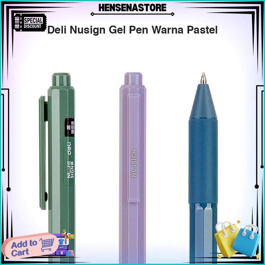 

Deli Nusign Gel Pen / Pulpen Gel Cetek 0.5Mm Tinta Hitam Warna Pastel Ns559 Promo