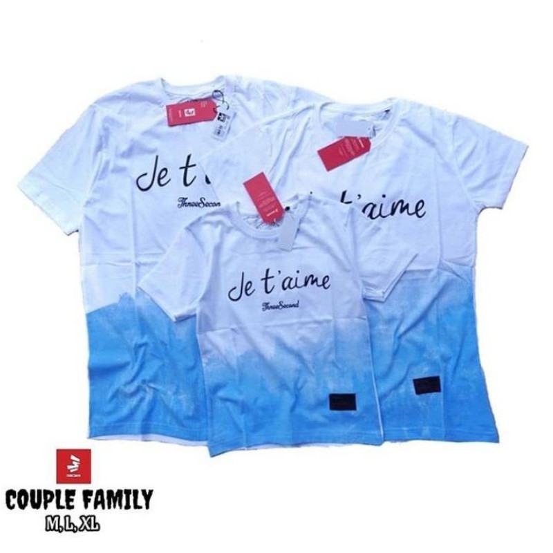 [Bahan halus dan Nyaman] KAOS COUPLE FAMILY PUTIH BIRU KAOS DISTRO WANITA PRIA MURAH KAOS COUPLE