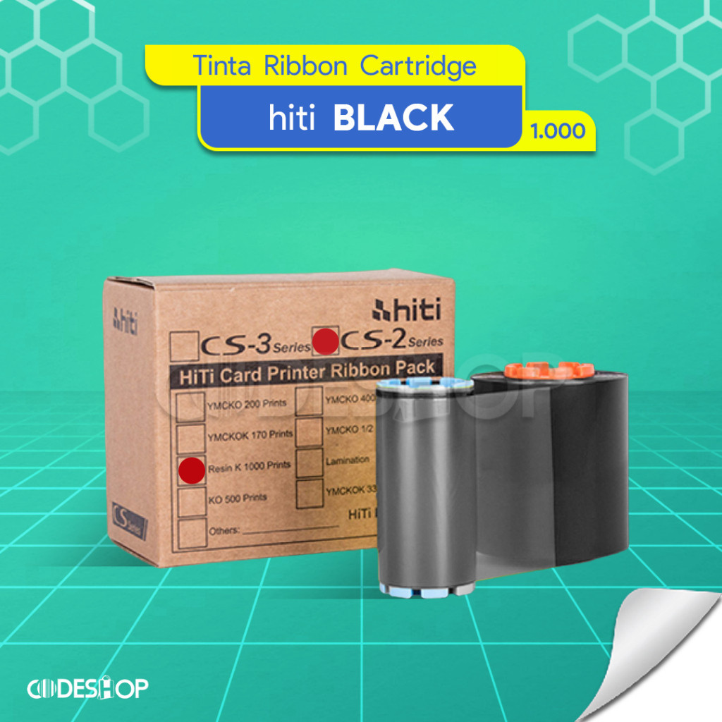 Ribbon Black Resin K Tinta Hitam Cartridge Printer Kartu Hiti CS200e