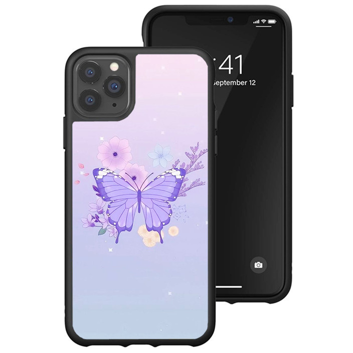 Hybrid Case iPhone 15 14 13 12 11 Pro Max Plus Mini XR butterfly violet FLN0102