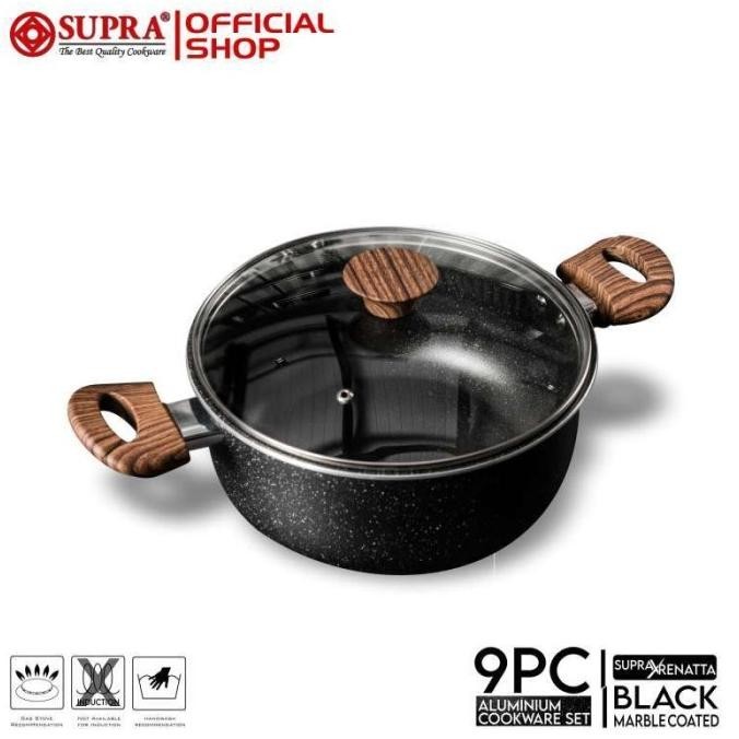 [Promo] Panci Set 9 Pcs Supra Chef Renatta Moeloek I Cookware Set Supra Marble
