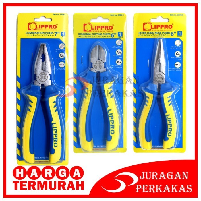 Paket 3 Set Lippro Tang Lancip 6" - Tang Potong 6" - Tang Kombinasi 7"