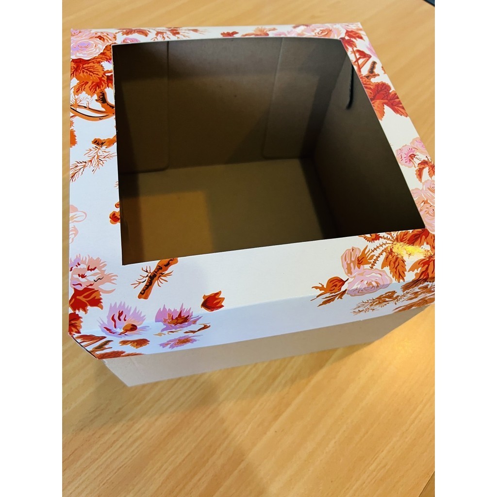 

5 pcs dus box cake tutup mika motif orange flower uk 25 x 25 x 16 cm box kotak hampers packaging kardus kemasan kue hantaran bolu chiffon