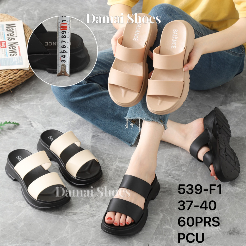 Sandal Karet Wanita // Sandal Wedges Wanita Selop Karet Jelly Import Tinggi 5cm Empuk Ringan Sol