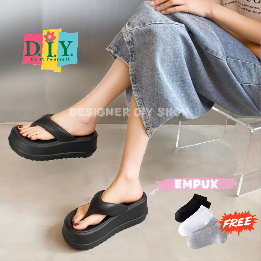 Sandal Karet Wanita // Sandal Wanita Jepit Jelly Wedges Korea Style Terbaru