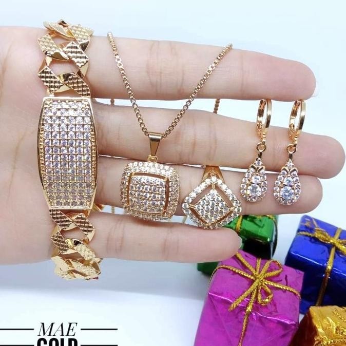 set replika berlian perhiasan premium anti karat PL3529