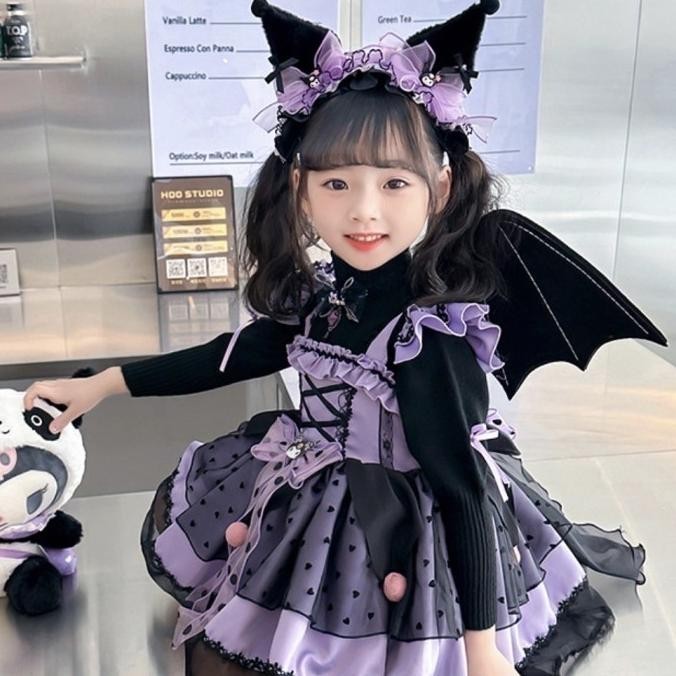 Kostum Kuromi Anak/ Kostum Karakter Anak/ Dress Kuromi/ Cosplay Kuromi