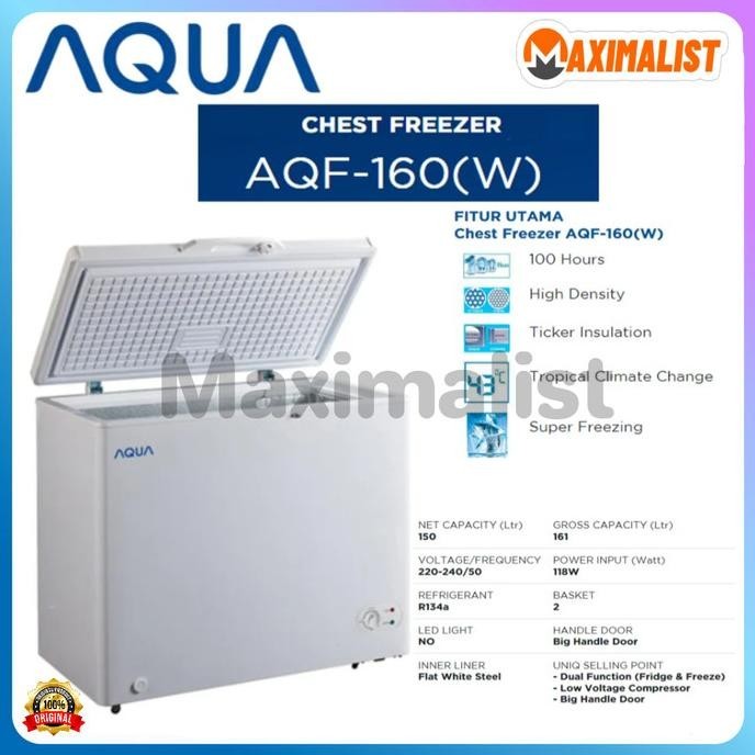 [Promo] Chest Freezer Aqua Aqf-160 / Aqua Aqf160 (W) Box Pembeku 150 Liter