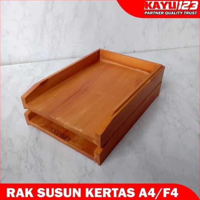 

Wooden Shelf Rak Tempat Penyimpanan Kertas A4/F4 BIsa Di Susun 34x25x6