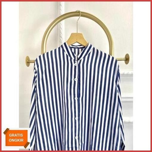 Cuci Gudang Premium Edition.Long Tunik_Motif Salur Shakila_Jumbo_Oversize Harga Discount