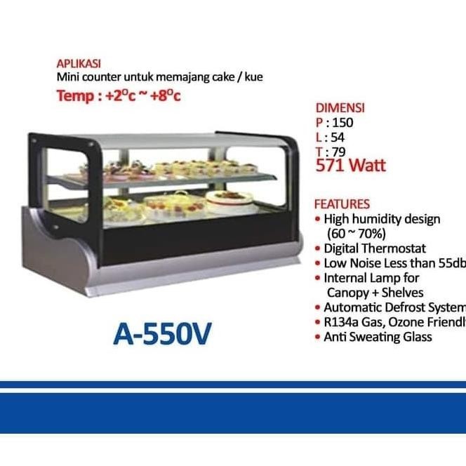 [Garansi] Showcase Cake / Countertop Cake Showcase Gea A-550V / Cooler