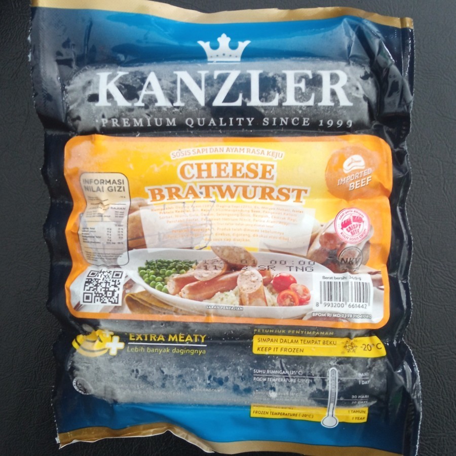 

Kanzler Sosis Sapi Dan Ayam Cheese Bratwurst 360gr