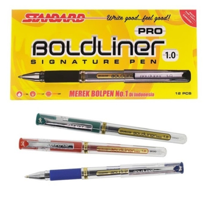 

Ready pulpen standard boldliner pro 1.0mm hitam/biru signature pen