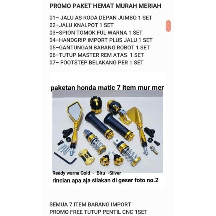 Aksesoris 7Item Variasi Motor Beat Karbu/Beat Fi/Beat New/Beat
