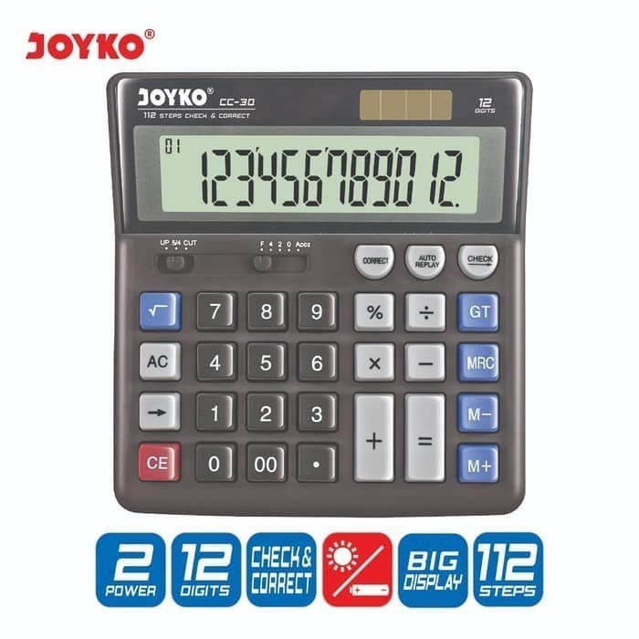 

Ready Calculator / Kalkulator Joyko CC-30 / 12 Digits / Check Correct