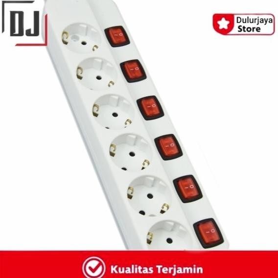 Krisbow Colokan Listrik Stop Kontak 3/4/5/6 Socket Lubang On/Off