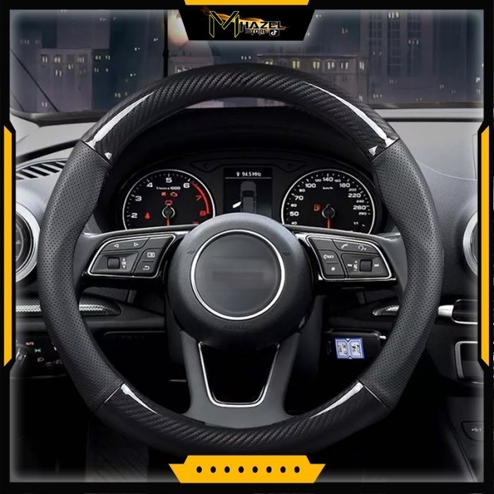 Sarung Cover Kulit Stir Mobil Honda Brio Jazz Hrv Motif Carbon Karbon