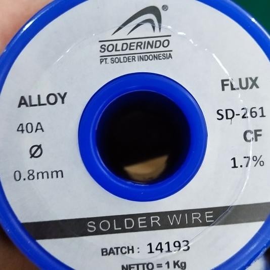 Timah Solder Merek Solderindo 1 Kg 0.8Mm