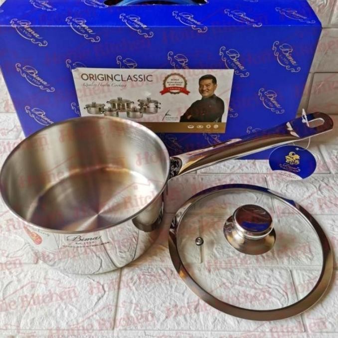 [Ready Stock] B2001116 B2001118 Bima Origin Classic Sauce Pan Stainless 16Cm 18Cm
