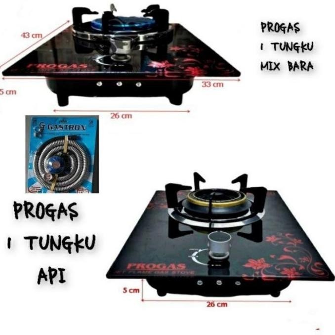 [Ready] Progas Kompor Gas 1 Tungku Kompor Kaca Tanam/Duduk