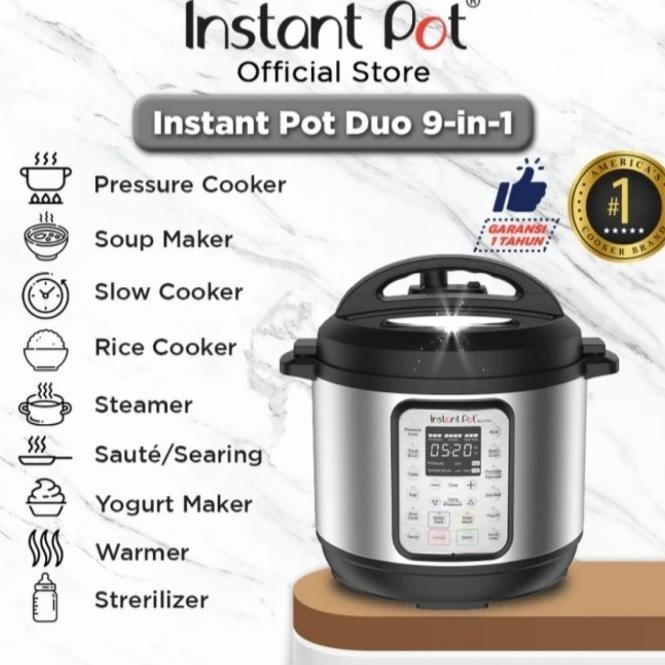 [Baru] Instant Pot Duo 9 In 1 Pressure Cooker Slow Cooker 6 Quart