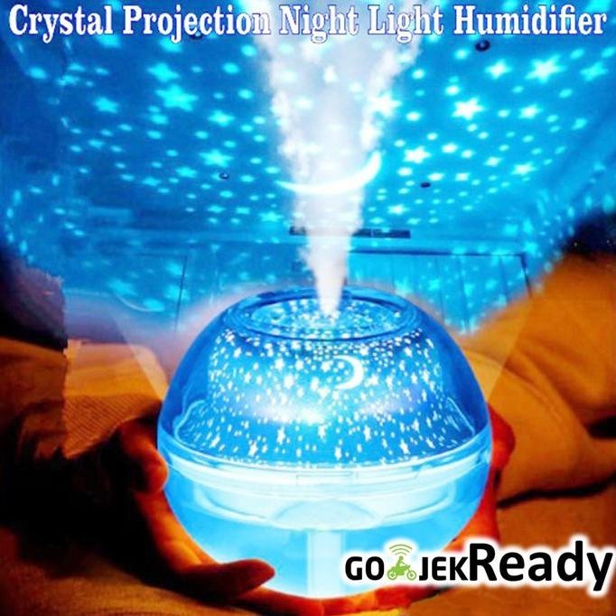 Air Humidifier Proyektor Ultrasonic 500ml LED Moon Light Crystal