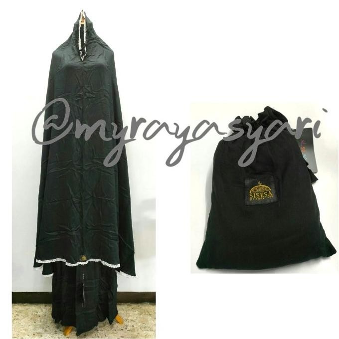 [Ready Stock] Mukena Sisesa Prayer Set Sakinah Black List White Polos
