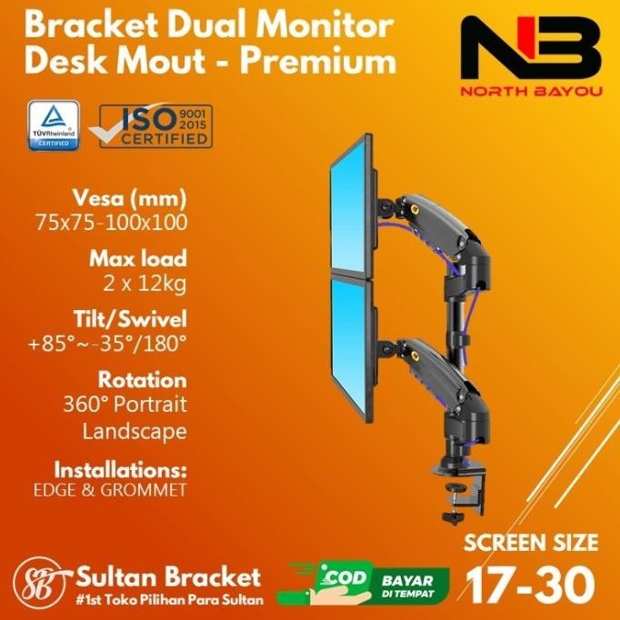 [Ready] Bracket Dual Tv Monitor 24 27 32 34 35 Inch Arm Stand Desk Mount