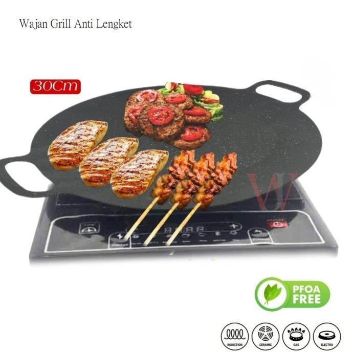 Wajan Korea Anti Lengket Induksi 30 Cm Wajan Panggangan Datar GM