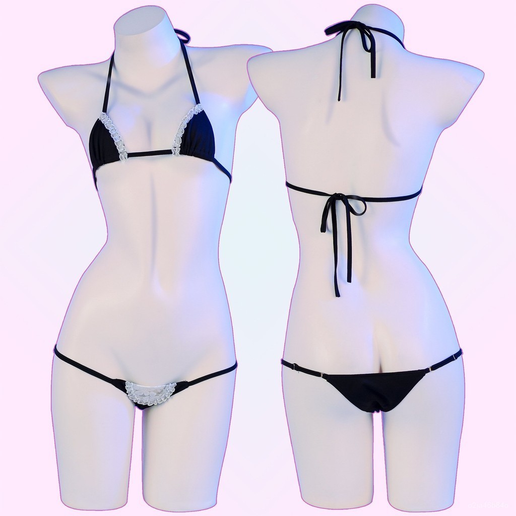 Sexy Three-Point Mini Bikini Suit Sexy Hot Girl Maid Breast Leakage Uniform Seduction PajamasC2087 K