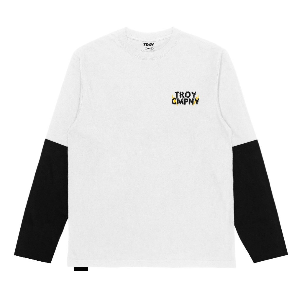 Troy Company Double Layer Longsleeve T-shirt Putih Hitam Tokyo Tiger DS 2450
