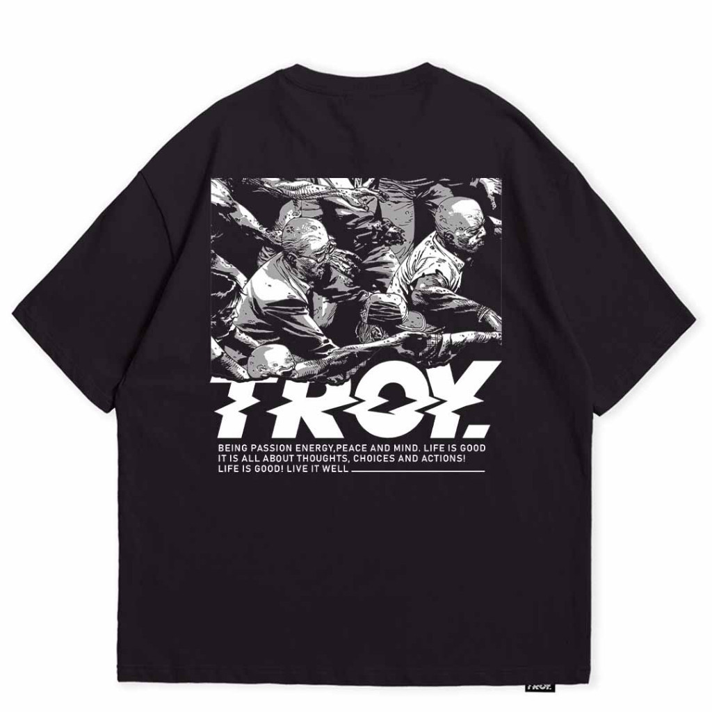 Troy Company Oversize Tshirt Black Demonstration - Kaos Oversize Hitam Lengan Pendek OVD 2540