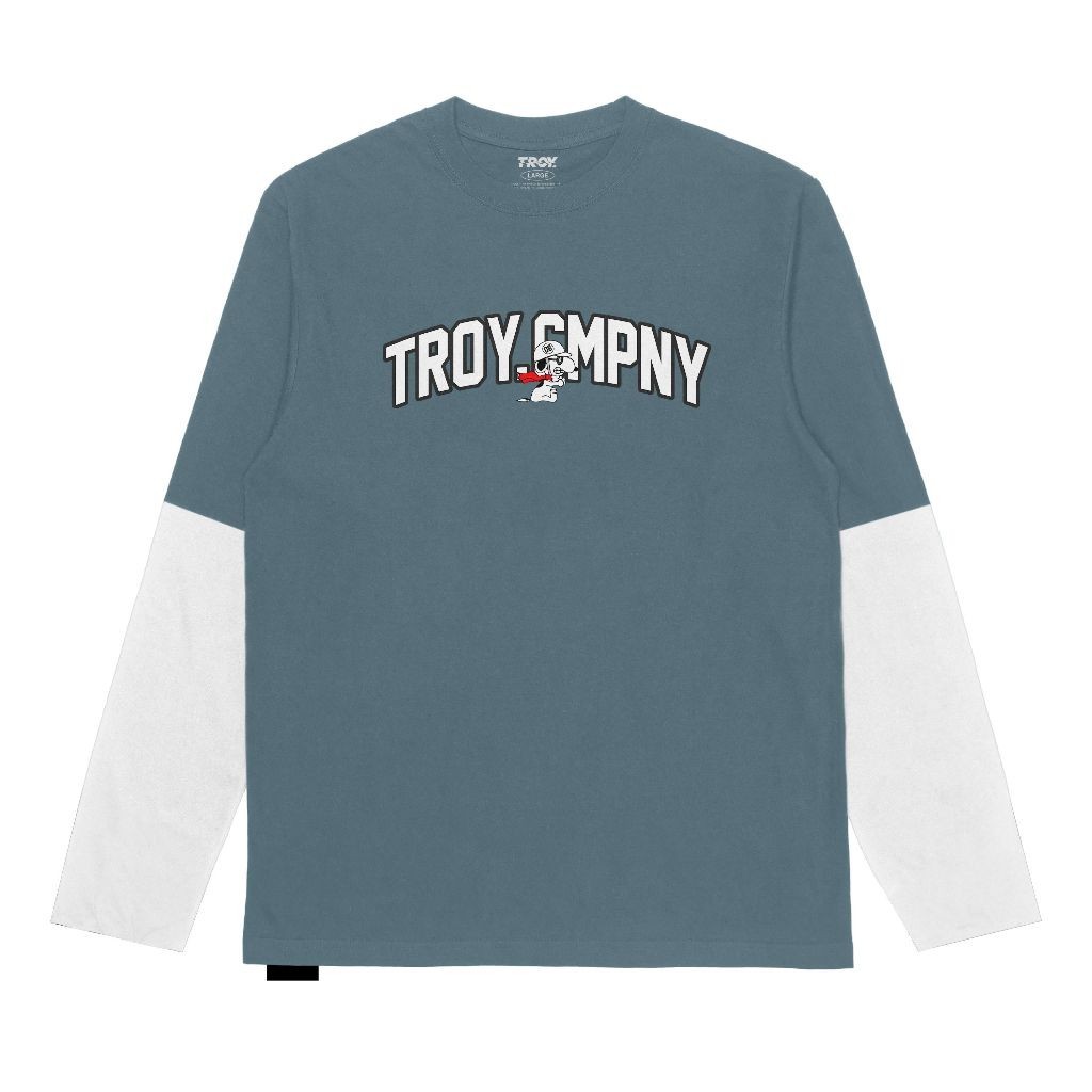 Troy Company Double Layer Longsleeve T-shirt Mineral Blue Snoppy Ride DS 2480