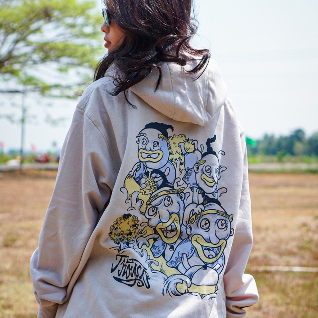 Troy Company Hoodie White Pearl Funny Punakawan - Hoodie Putih Mutiara KHD 2372