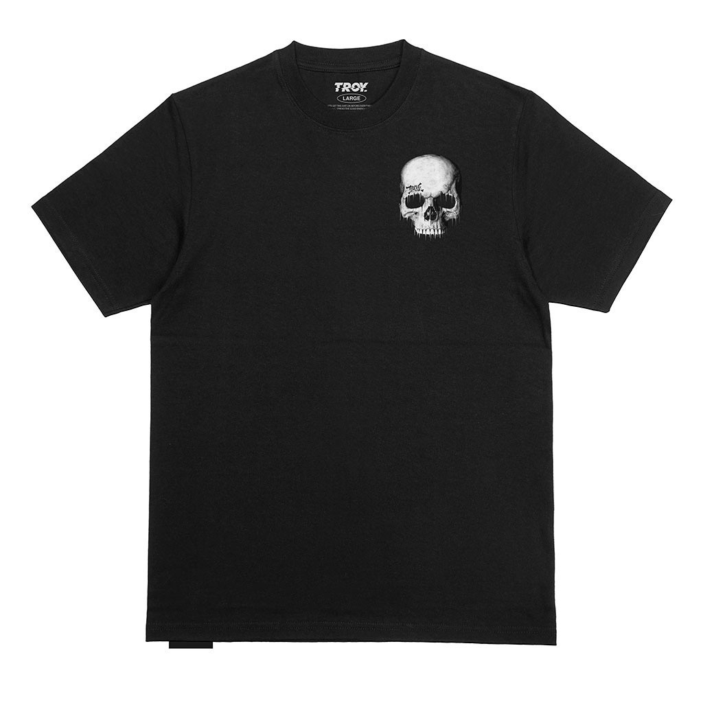 TROY COMPANY Tshirt Black Ghosted Skull - Kaos Pria Lengan Pendek Hitam MTD 2353