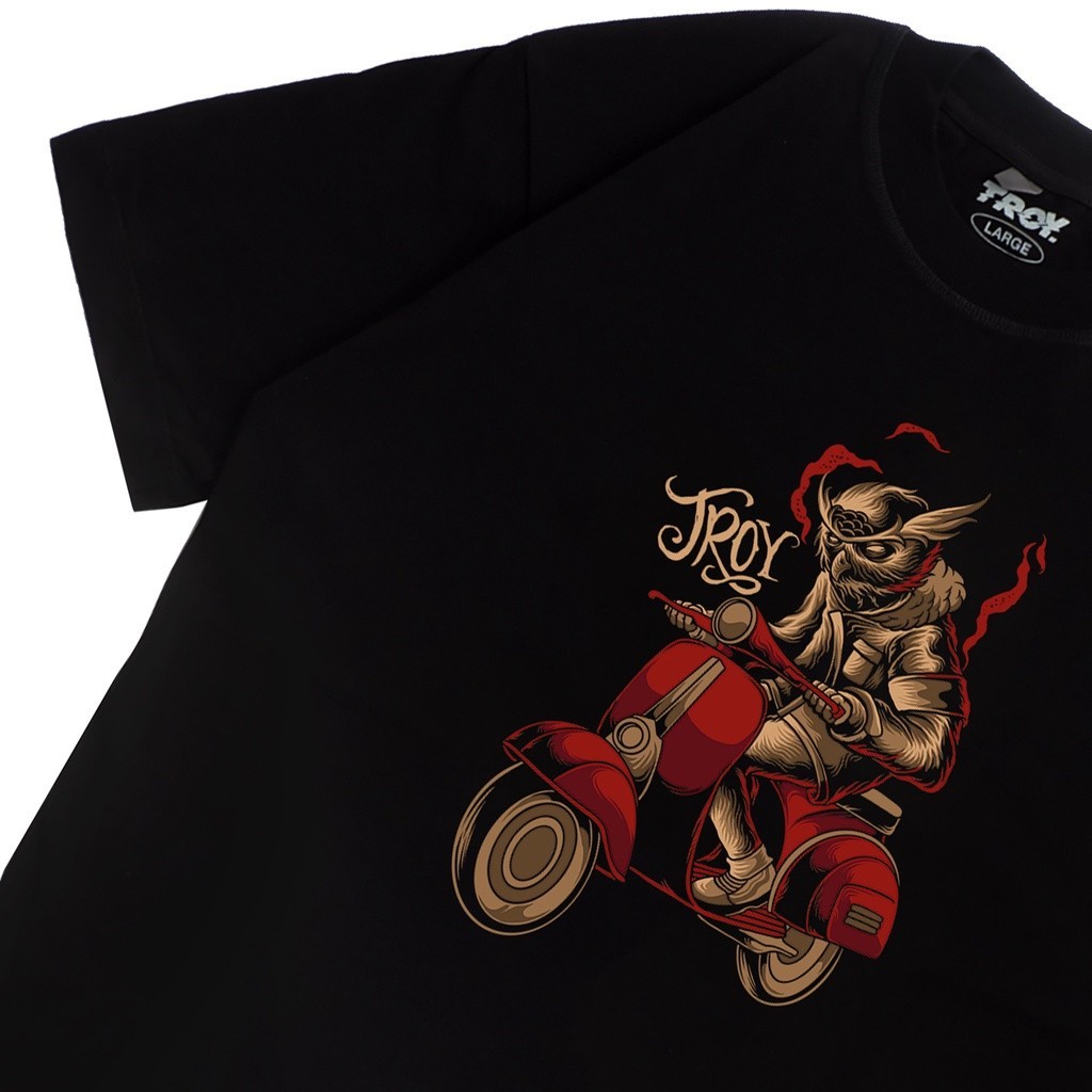 Troy Company Tshirt Black Owl Gass Vespa - Kaos Pria Lengan Pendek Hitam MTD 2004