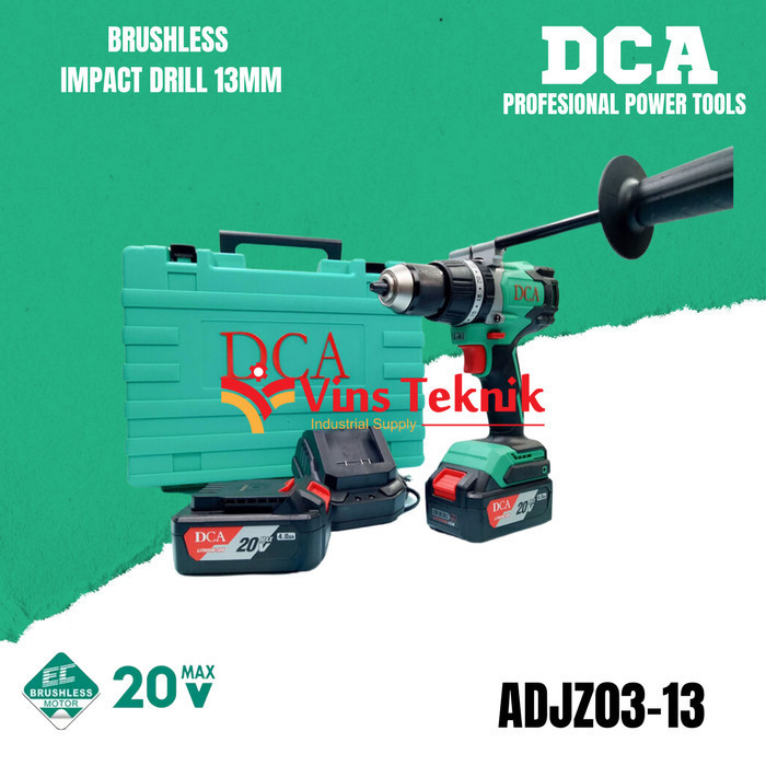 Dca Adjz03-13 Brushles Hammer Drill Dca Mesin Bor Baterai 13Mm 20V