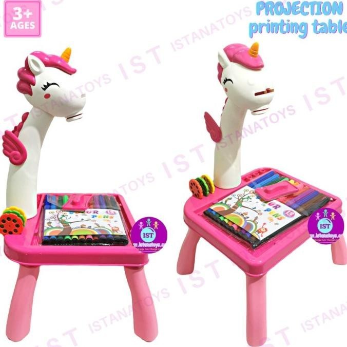 Mainan Anak Meja Gambar Proyektor Unicorn Projector Pink Bro-1512 Eduk Imanstoress