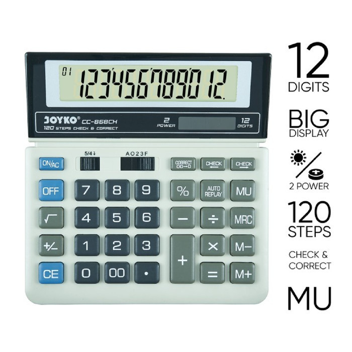 

KALKULATOR JOYKO CC-868CH CALCULATOR 12 DIGIT CHECK CORRECT DUAL POWER